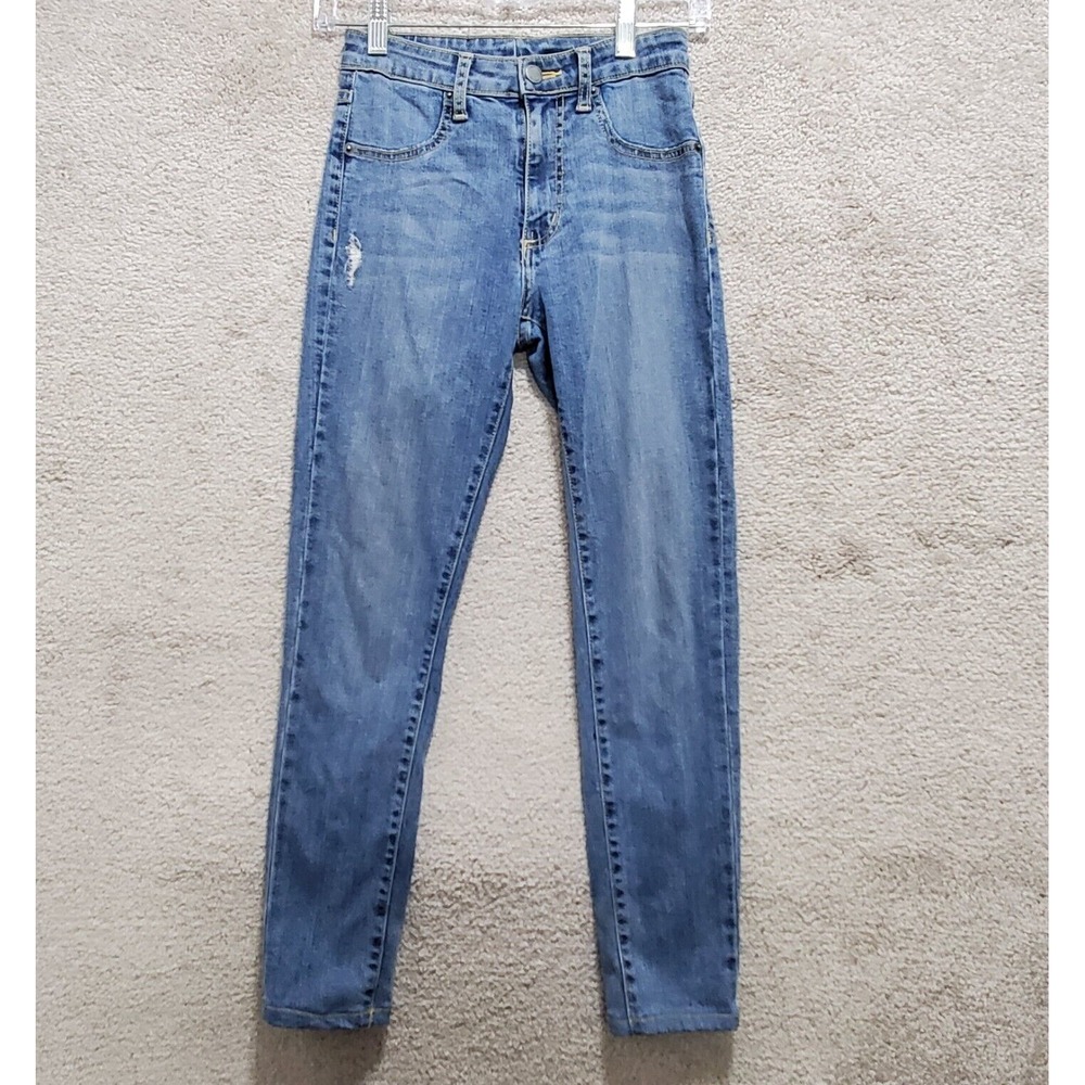 Carmar Skinny Jeans Women's 24 Blue Lyocell Stretch High-Rise Distressed Zip Fly